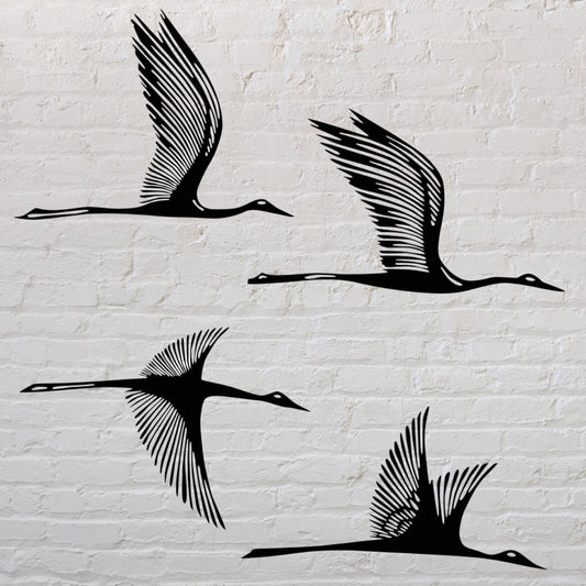 Cranes — 4 Piece Metal Wall Decor