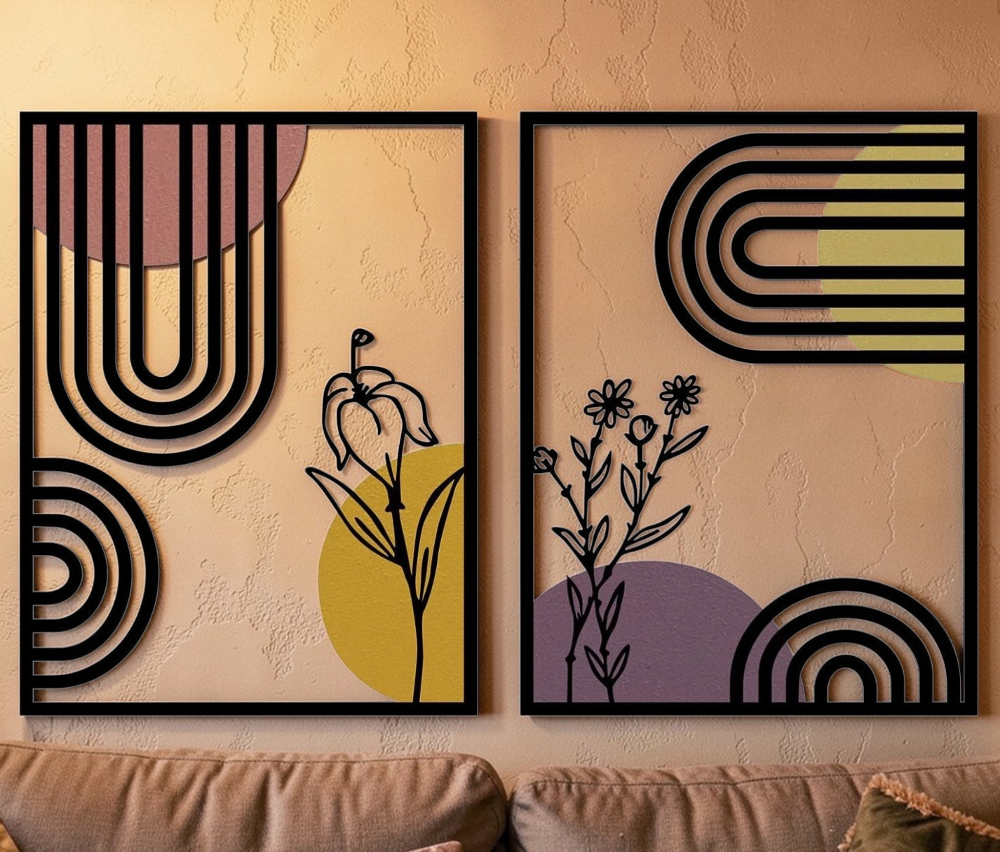 Double Boho — 2 Piece Colorful Metal Wall Art