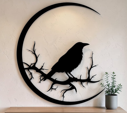 Raven Silhouette — Modern Metal Wall Art