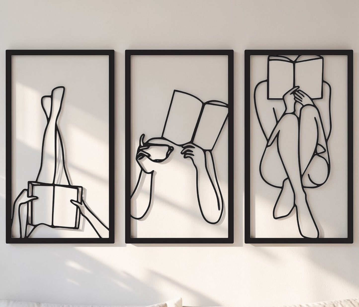 Woman&Book — 3 Piece Metal Wall Decor