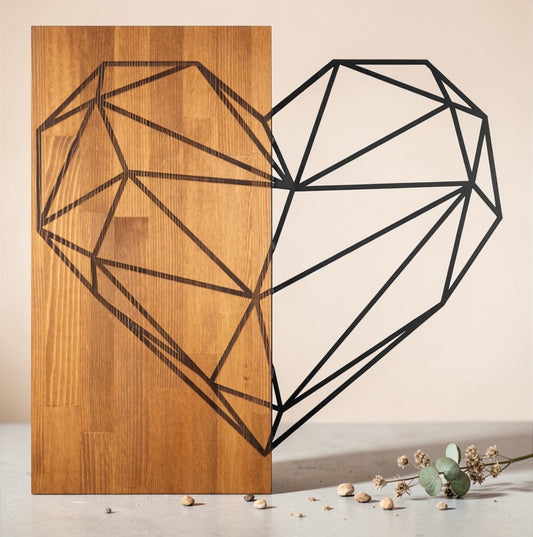 Geometric Heart — Wood&Metal Wall Decor